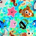 Fish Are Friends Safe Swim (Blue Bubbles) Seamless